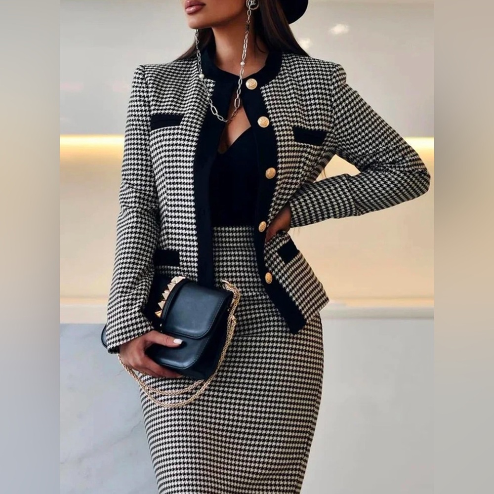 🏆HOST PICK🏆 New black and white houndstooth blazer